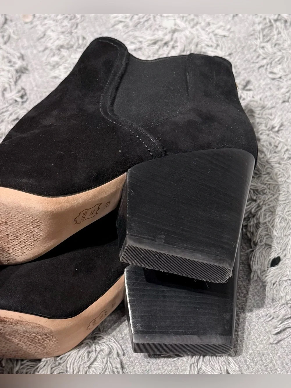 Tory Burch Gemma Black Suede Peep Toe Bootie Black